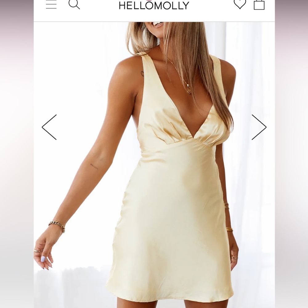 HELLO MOLLY NIGHT IN CABANA SATIN DRESS YELLOW